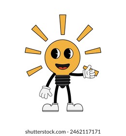 Funny character in retro style. Vector illustration isolated on white background