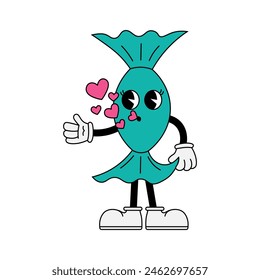 Funny character in retro style. Vector illustration isolated on white background