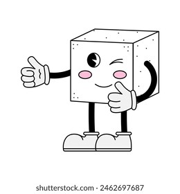 Funny character in retro style. Vector illustration isolated on white background