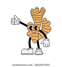 Funny character in retro style. Vector illustration isolated on white background