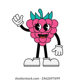 Funny character in retro style. Vector illustration isolated on white background