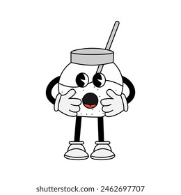 Funny character in retro style. Vector illustration isolated on white background