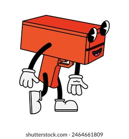 Funny character in retro style. Vector illustration isolated on white background
