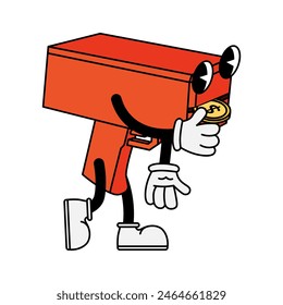 Funny character in retro style. Vector illustration isolated on white background