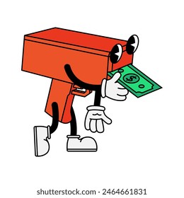 Funny character in retro style. Vector illustration isolated on white background