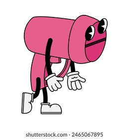 Personaje divertido en estilo retro. Ilustración vectorial aislada sobre fondo blanco