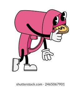 Funny character in retro style. Vector illustration isolated on white background
