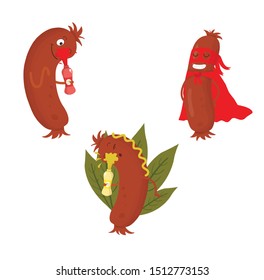 funny character sausage vector illustration