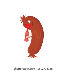 funny character sausage vector illustration