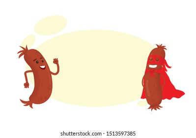 funny character sausage vector illustration