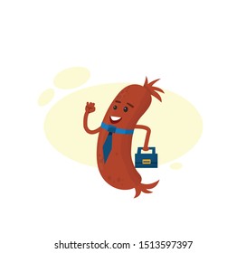 funny character sausage vector illustration