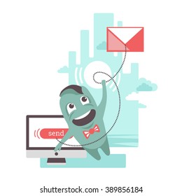 Funny character is sending the message.
