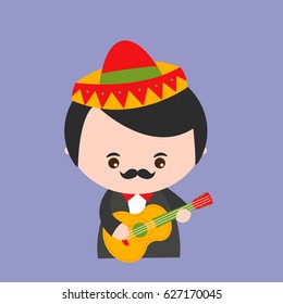 Funny character with a sombrero. Holiday design