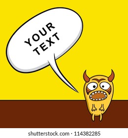Funny character with speech bubble.