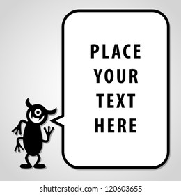 Funny character with speech bubble.