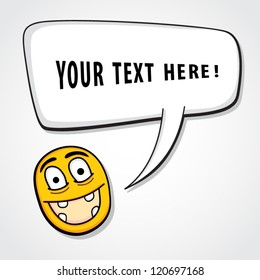 Funny character with speech bubble.