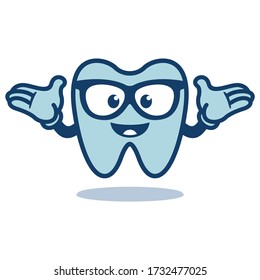 Funny character of tooth wearing glasses, Vector