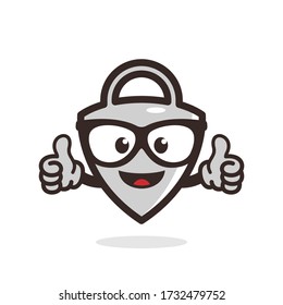 Funny Character Vector of Glasses smile padlock
