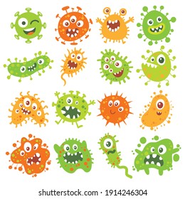 Funny character of virus or bacteria. Cartoon character. Vector illustration. Isolated on white background