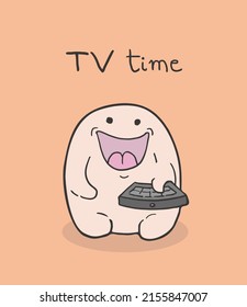 Gracioso personaje viendo el dibujo de la televisión