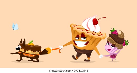 funny characters. Bakery products. vector illustration