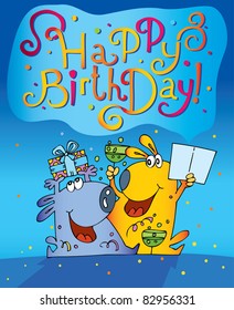 funny characters birthday night party cards