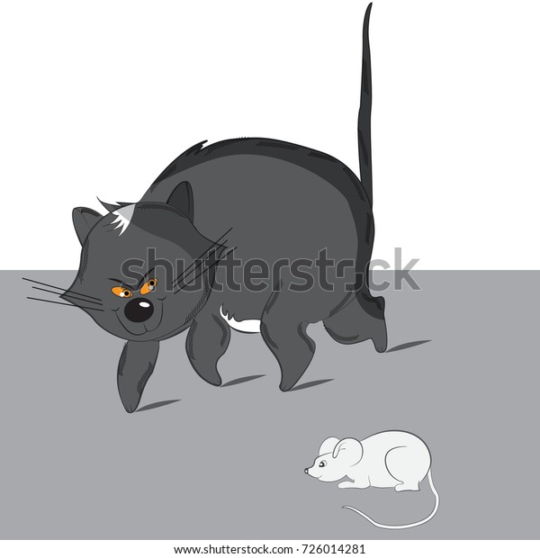 Funny Characters Cat Mouse Vector Illustration Stock Vector Royalty Free