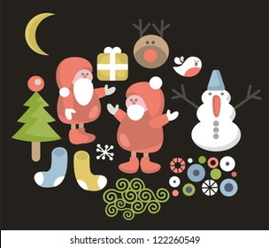 Funny characters for Christmas design. Vector illustration.