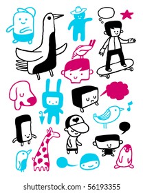 Funny characters collection. Vector illustration.