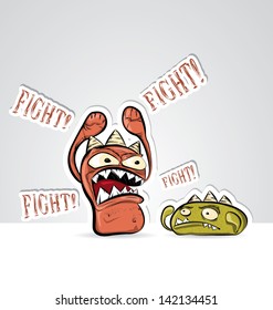 Personajes divertidos peleando