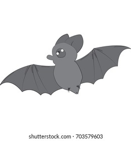 Funny characters flying mouse, vector illustration isolated on white background. Cute wild animals, a symbol of wild nature in cartoon style. Character for Halloween.