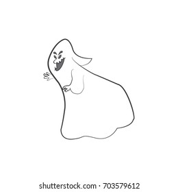 Funny characters a Ghost, spirit, vector illustration isolated on white background. Character for Halloween in cartoon style.
