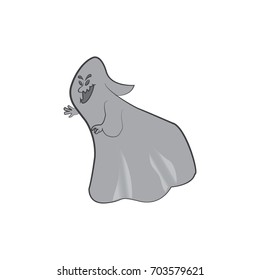 Funny characters a Ghost, spirit, vector illustration isolated on white background. Character for Halloween in cartoon style.