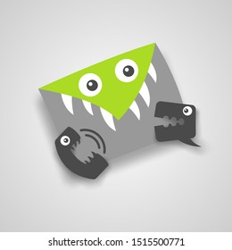 Funny characters icons for communication. Chat or SMS message, email, phone call. Vector illustration.
