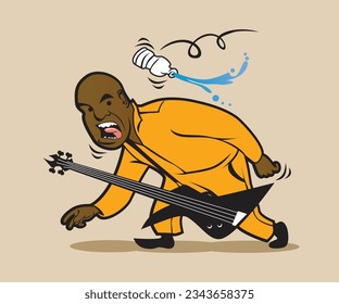 Funny Characters - Man Playing Guitar. Joyful Amusement with a Cheerful Animated Character