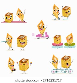 Los personajes divertidos se recuperan. Turco, dulces orientales, postre. Ilustración vectorial dibujada a mano. 