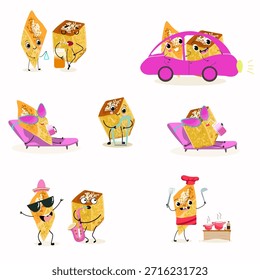 Los personajes divertidos se recuperan. Turco, dulces orientales, postre. Ilustración vectorial dibujada a mano. 