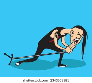 Funny Characters - Rocker Sing a Song. Cheerful blue cartoon character adds charm to your project.