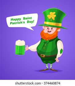 Funny characters of Saint Patricks Day hat glass beer money. Best friends set. Vector illustration. Funny alcohol. Vector cartoon illustration. Cute stylish characters.