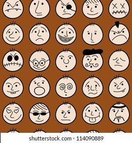 Funny characters. Seamless pattern.