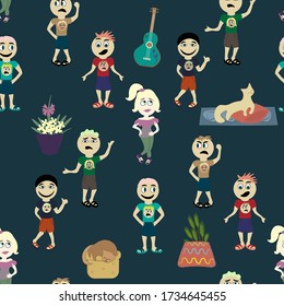 funny characters seamless pattern items