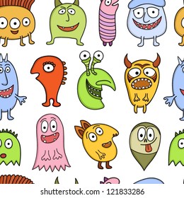 Funny characters seamless vector pattern.