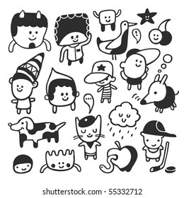 Funny characters set. Vector illustration.