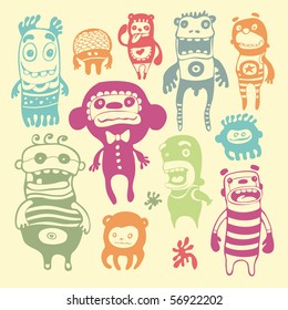 funny characters set. vector illustration.