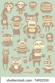 funny characters set. vector illustration.