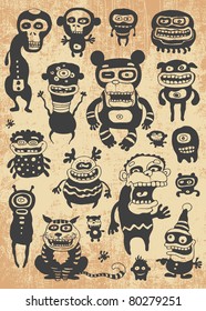 funny characters set. vector illustration.