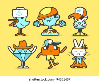 Funny characters set. Vector illustration.