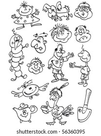 funny characters sketch doodles vector illustration