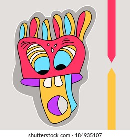 Funny characters that you can use in T-shirts, labels, postcards. Series monsters and queens with crowns fantastic animals.Cards congratulations and prints.