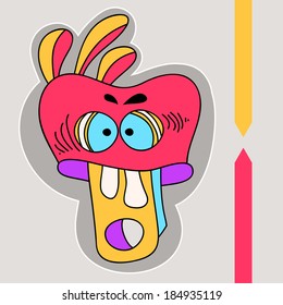 Funny characters that you can use in T-shirts, labels, postcards. Series monsters and queens with crowns fantastic animals.Cards congratulations and prints.